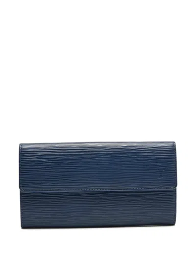 Pre-owned Louis Vuitton Sarah Leather Wallet In Blue