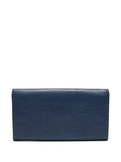 Pre-owned Louis Vuitton Sarah Leather Wallet In Blue