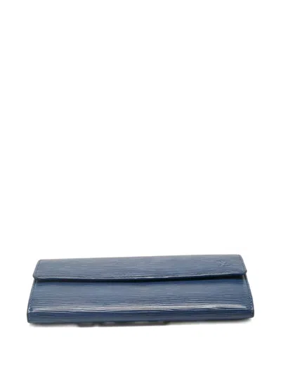 Pre-owned Louis Vuitton Sarah Leather Wallet In Blue