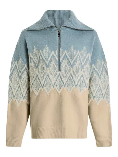 Varley Hedda Fair Isle Half Zip Pullover Ashley Blue In Blue