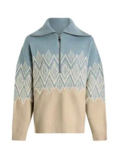 Varley Hedda Fair Isle Half Zip Pullover Ashley Blue In Blue