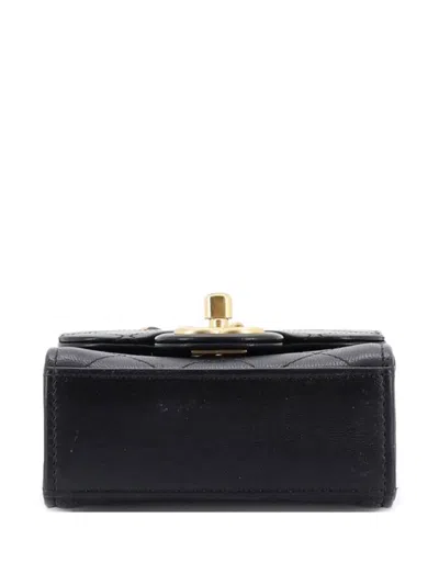 Pre-owned Chanel Chic Pearls Flap Clutch With Chain Quilted Goatskin Mini Crossbody Bag In Black