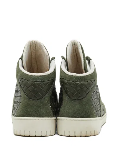 Pre-owned Bottega Veneta Intrecciato High-top Sneakers In Green