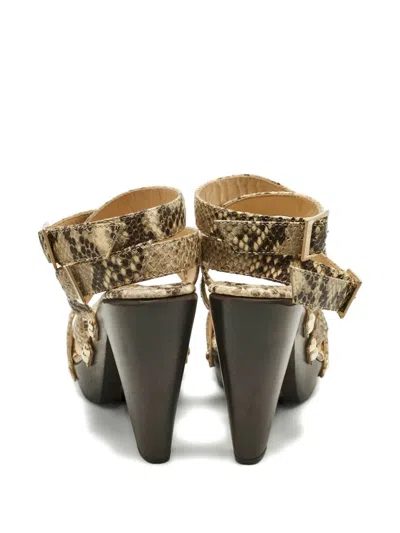 Pre-owned Jimmy Choo Python-embossed Leather Sandals In Neutral