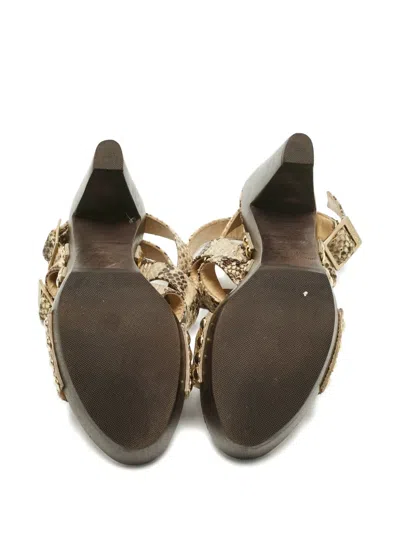 Pre-owned Jimmy Choo Python-embossed Leather Sandals In Neutral