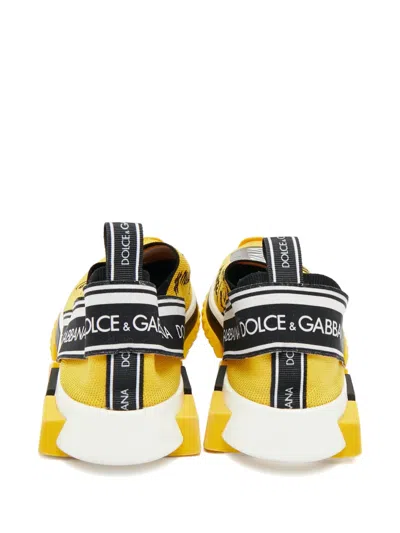Pre-owned Dolce & Gabbana Sorrento Knit Slip-on Sneakers In Yellow