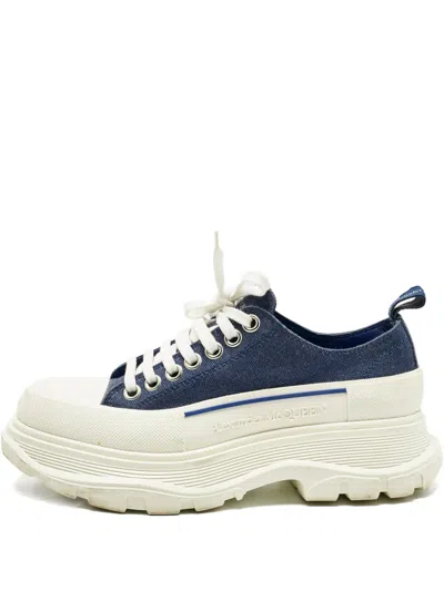 Pre-owned Alexander Mcqueen Tread Canvas Sneakers In Blue
