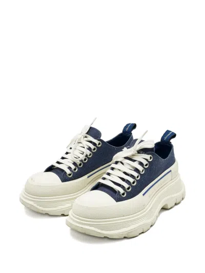 Pre-owned Alexander Mcqueen Tread Canvas Sneakers In Blue