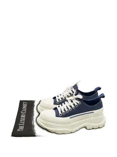 Pre-owned Alexander Mcqueen Tread Canvas Sneakers In Blue