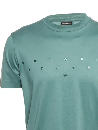 Pre-owned Emporio Armani Logo-embroidery Jersey T-shirt In Blue