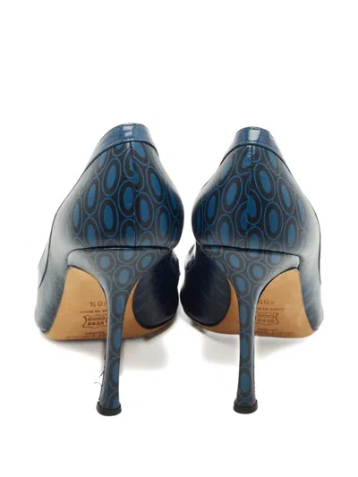 Pre-owned Jimmy Choo Peep-toe Bow Pumps In Blue
