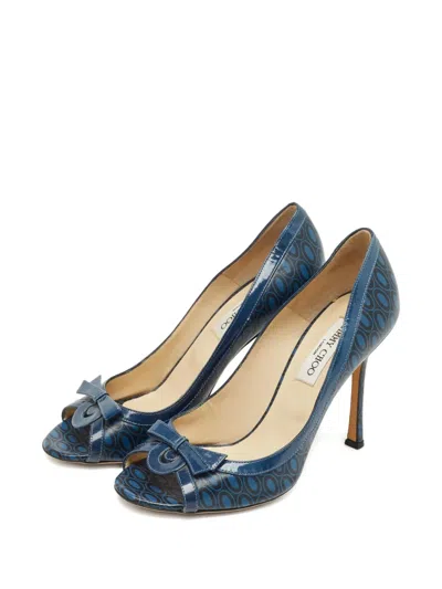 Pre-owned Jimmy Choo Peep-toe Bow Pumps In Blue