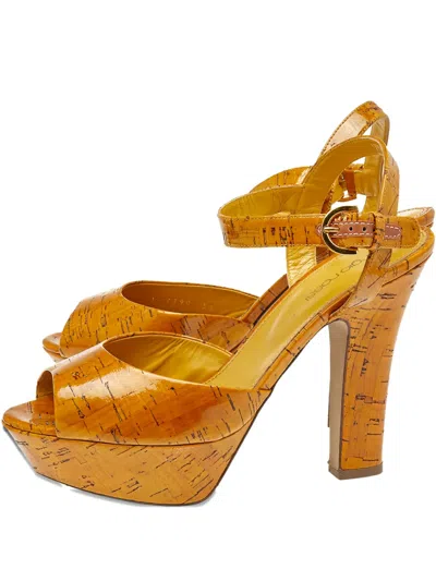 Pre-owned Sergio Rossi Vintage Platform-heel Sandals In Brown