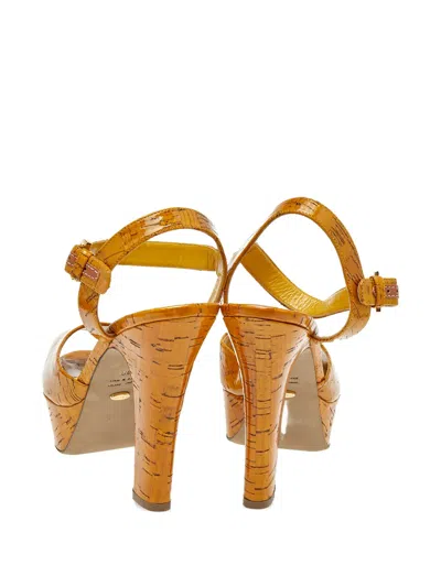 Pre-owned Sergio Rossi Vintage Platform-heel Sandals In Brown