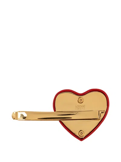 Moschino Heart Hair Clip In Red