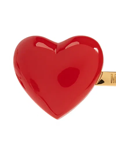 Moschino Heart Hair Clip In Red