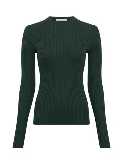 Gabriela Hearst Browning Rib Knit Cashmere-silk Crewneck Sweater In Green