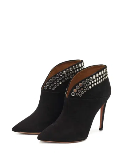Pre-owned Aquazzura Disco Pointed-toe Booties In Black