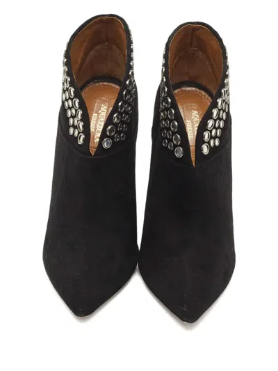 Pre-owned Aquazzura Disco Pointed-toe Booties In Black