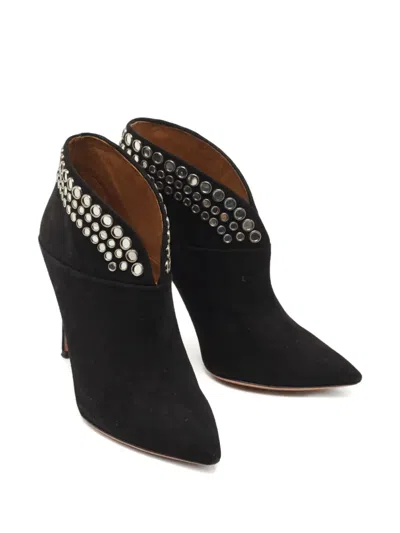 Pre-owned Aquazzura Disco Pointed-toe Booties In Black