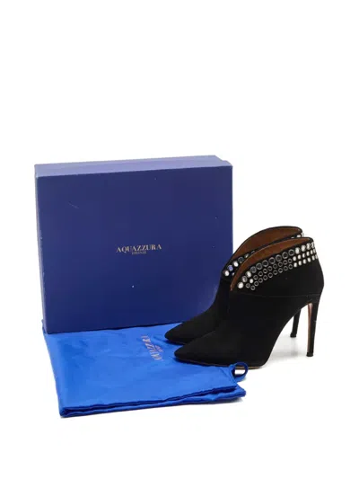 Pre-owned Aquazzura Disco Pointed-toe Booties In Black
