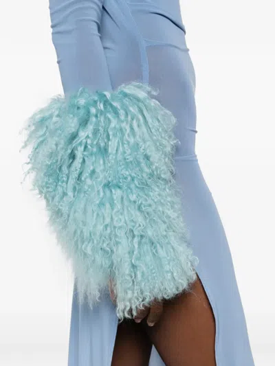 Cowboys Of Habit Fur-detail Draped Dress In Blue