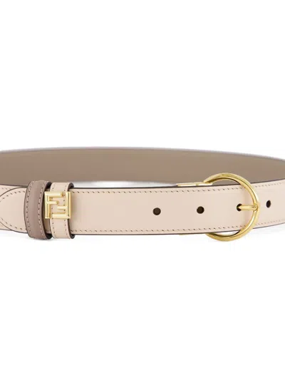 Fendi Leather Belt In Neutral