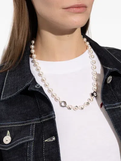 Marni Knitted Detail Necklace In White