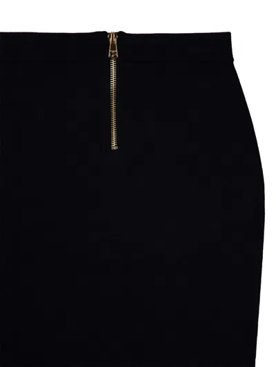 Balmain Button Zip Midi Skirt In Black