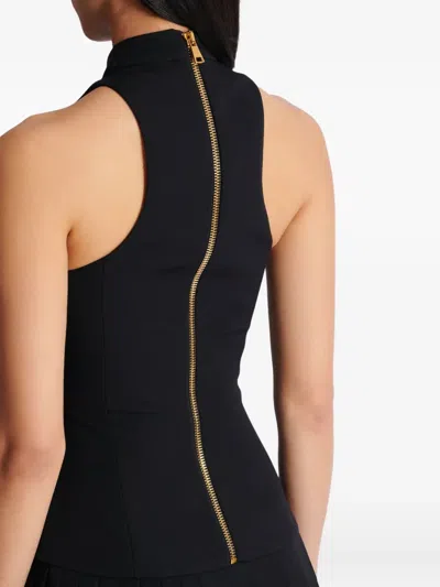 Balmain Pleated Buckle-embellished Dress In Black