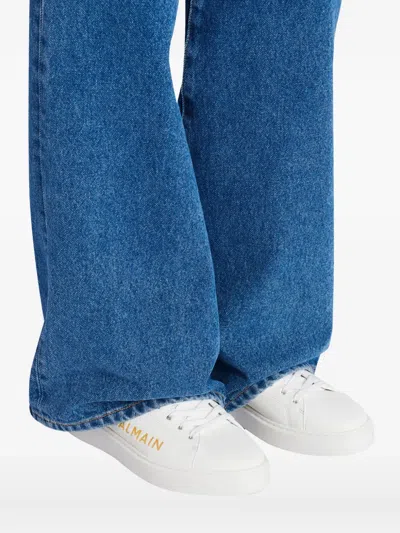 Balmain B-court Lace-up Sneakers In White