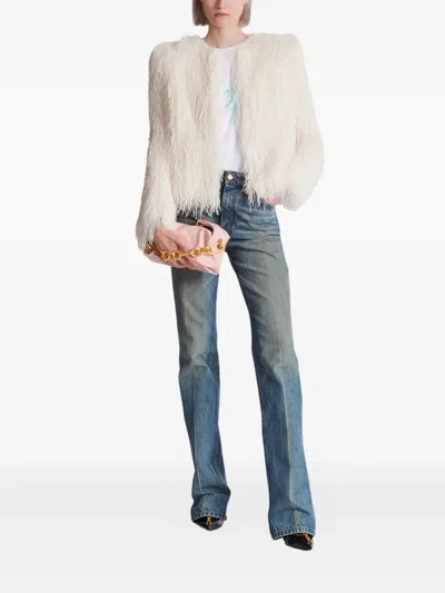 Balmain Fringed Jacket In White