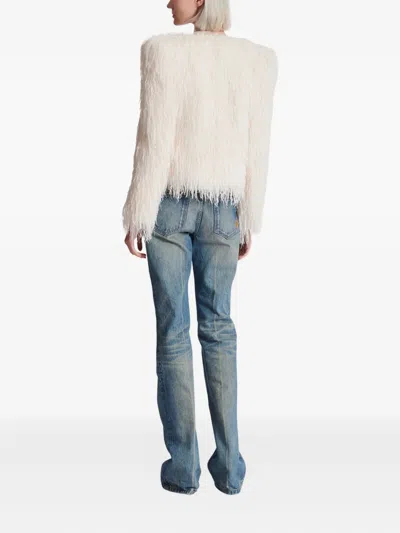 Balmain Fringed Jacket In White