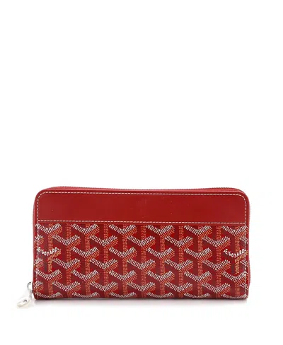 Pre-owned Pre-owned Goyard  Goyard Matignon Zip Wallet Coated Canvas With Leather In Red