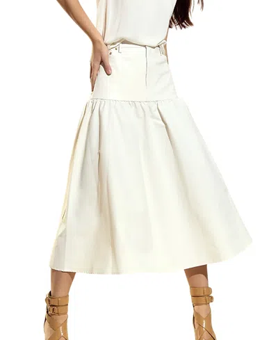 Cynthia Rowley Downtown Leather Nylon Skirt In White