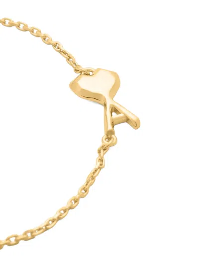 Ami Alexandre Mattiussi Hammered Ami De Coeur Bracelet In Gold