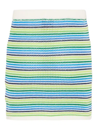 Casablanca Elastic-waist Striped-pattern Skirt In Green