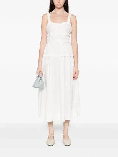 Doen Scoop Neck Marianne Midi Dress In White