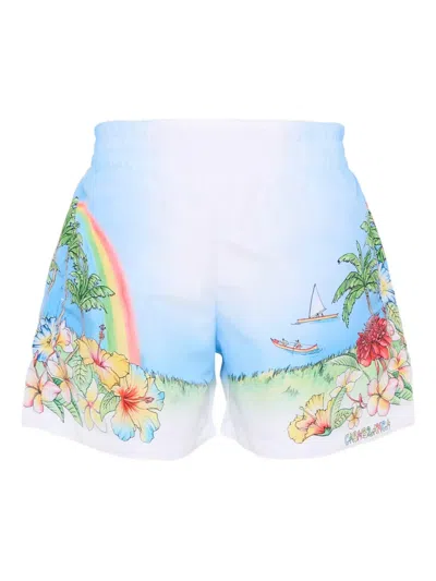 Casablanca Floral-print Swim Shorts In Blue