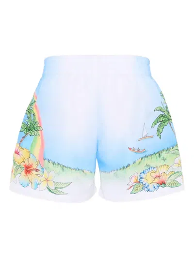 Casablanca Floral-print Swim Shorts In Blue