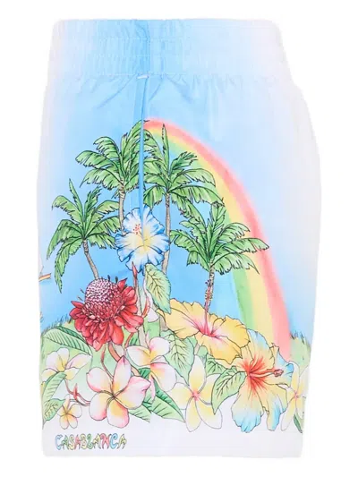 Casablanca Floral-print Swim Shorts In Blue