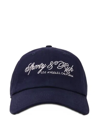 Sporty And Rich Womens Dark Navy Farm International Embroidered Cotton Cap In Blue