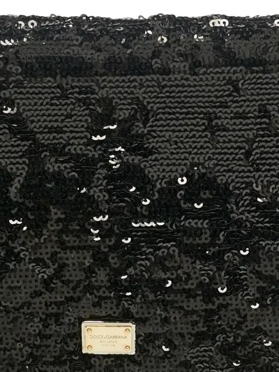 Pre-owned Dolce & Gabbana Miss Charles Sequins Chain Shoulder Bag In Black