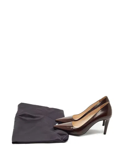 Pre-owned Prada Pointed-toe Leather Pumps In Brown