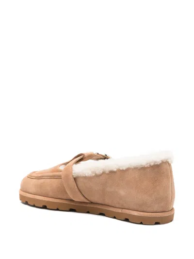 Stuart Weitzman Dakota Shearling Buckle Loafers In Multi