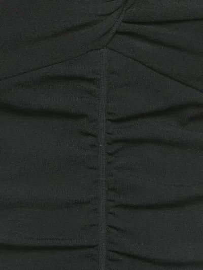 Pre-owned Sandro Ruched Off-the-shoulder Bodysuit In Black