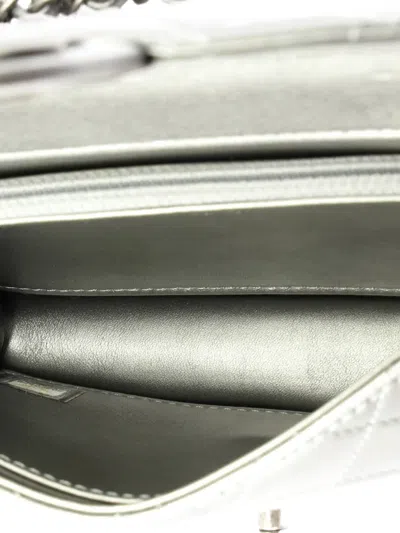 Pre-owned Chanel Chic Pearls Flap Bag Quilted Goatskin With Acrylic Beads Small Shoulder Bag In Silver