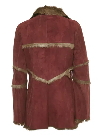 Pre-owned Kenzo Button-up Suede Coat In Red