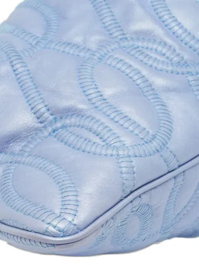 Pre-owned Versace Mirror Frame Leather Gathered Handbag In Blue