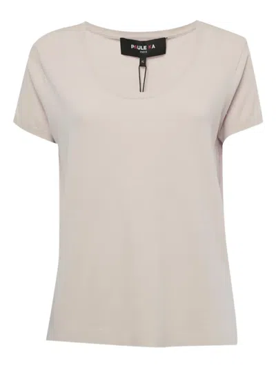 Pre-owned Paule Ka Short-sleeve Scoop-neck T-shirt In Neutral